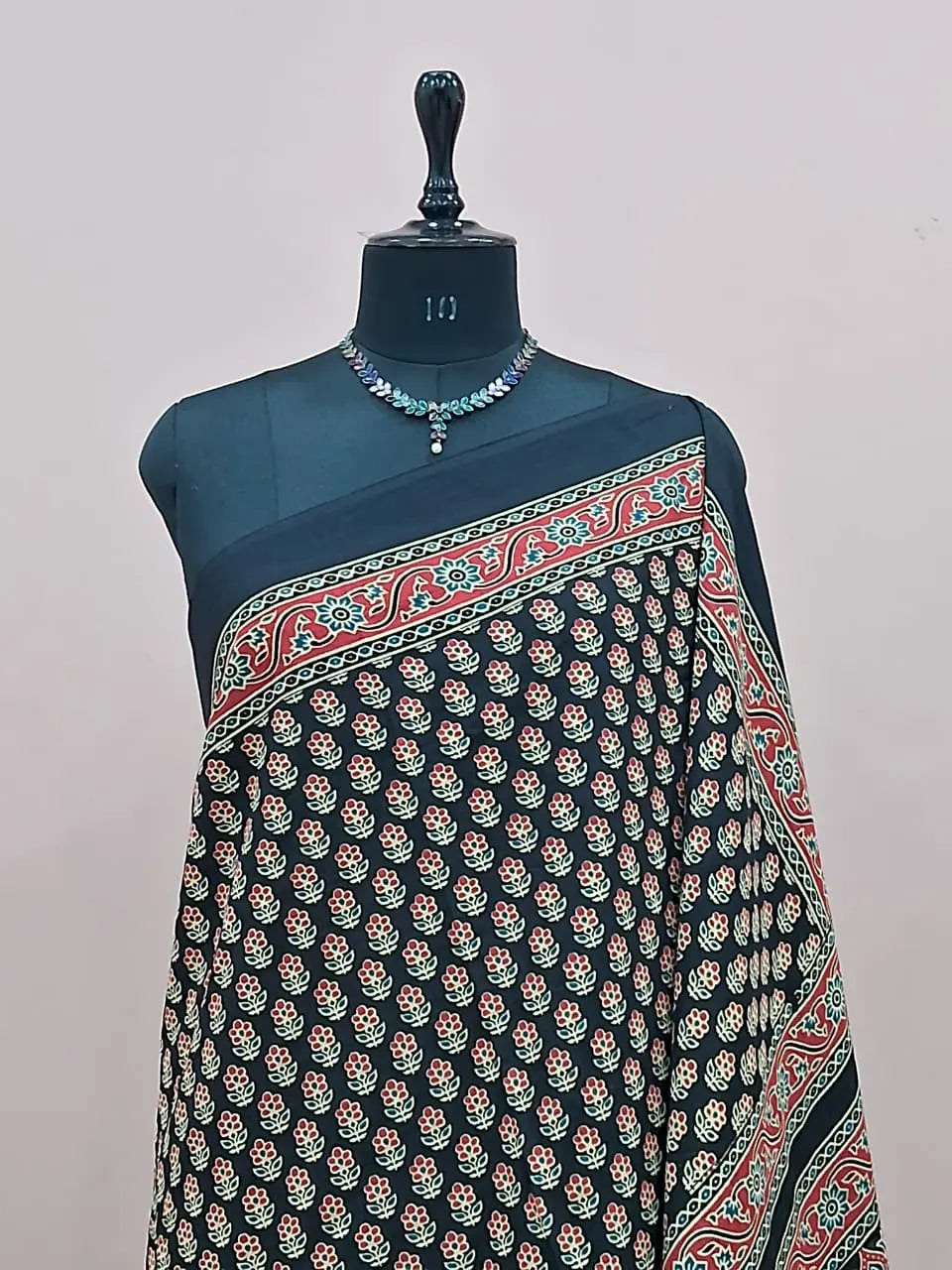 Black Pure Mulmul Cotton Saree 1