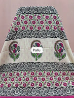 Off-White Mulmul Cotton Saree pallu