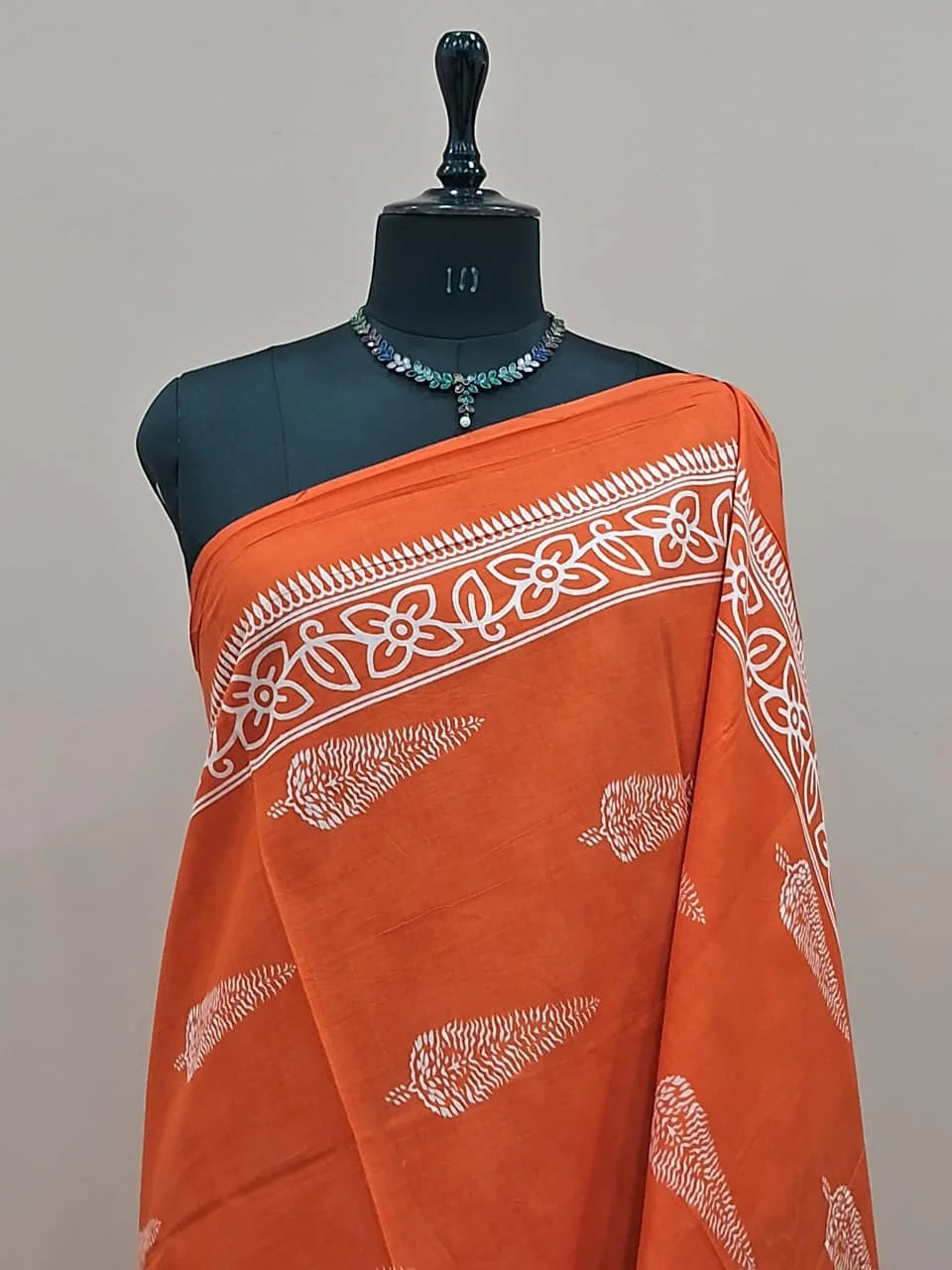 Orange Mulmul Cotton Saree 1