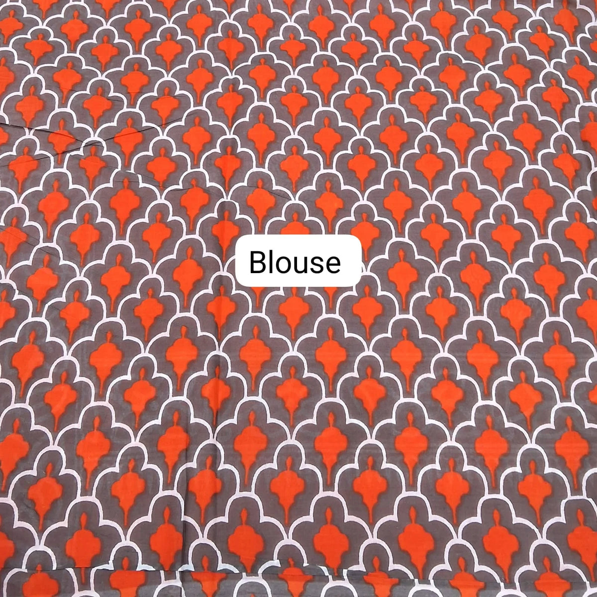 Orange Mulmul Cotton Saree blouse