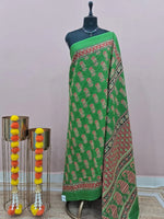 Green Mulmul Cotton Saree 