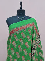 Green Mulmul Cotton Saree 1