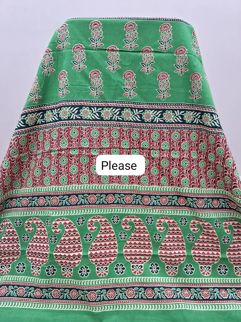Green Mulmul Cotton Saree pallu
