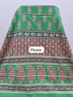 Green Mulmul Cotton Saree pallu
