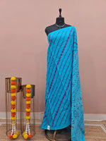 Sky Blue Mulmul Cotton Saree 