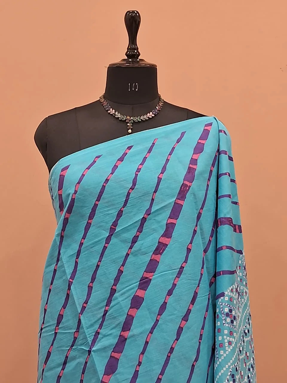 Sky Blue Mulmul Cotton Saree 1