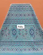 Sky Blue Mulmul Cotton Saree pallu