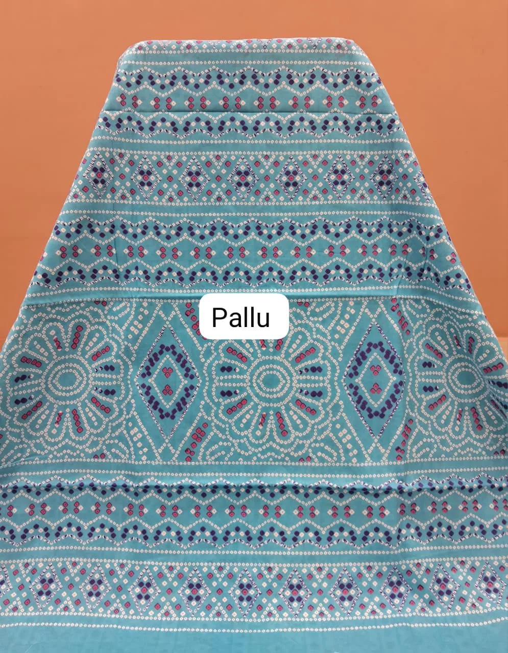 Sky Blue Mulmul Cotton Saree pallu