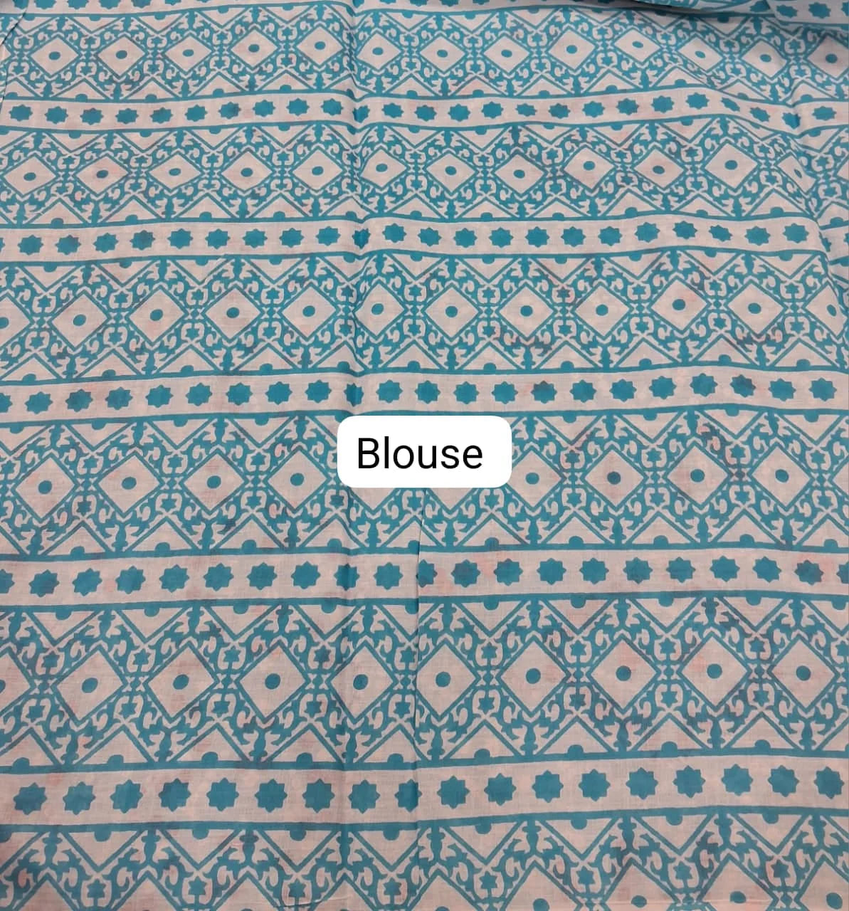 Sky Blue Mulmul Cotton Saree blouse