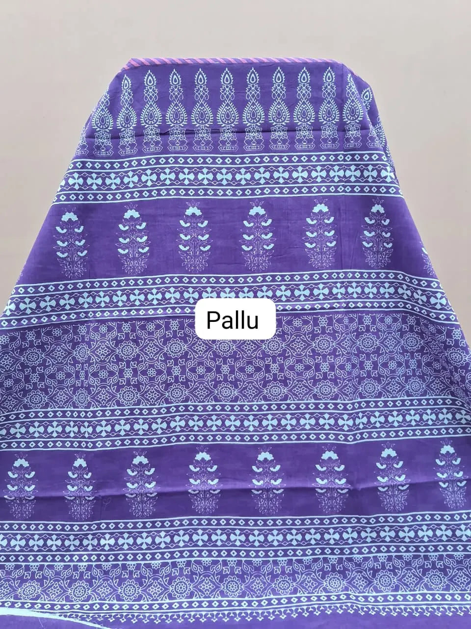 Light Purple Mulmul Cotton Saree pallu