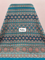 Dark Teal Blue Mulmul Cotton Saree pallu