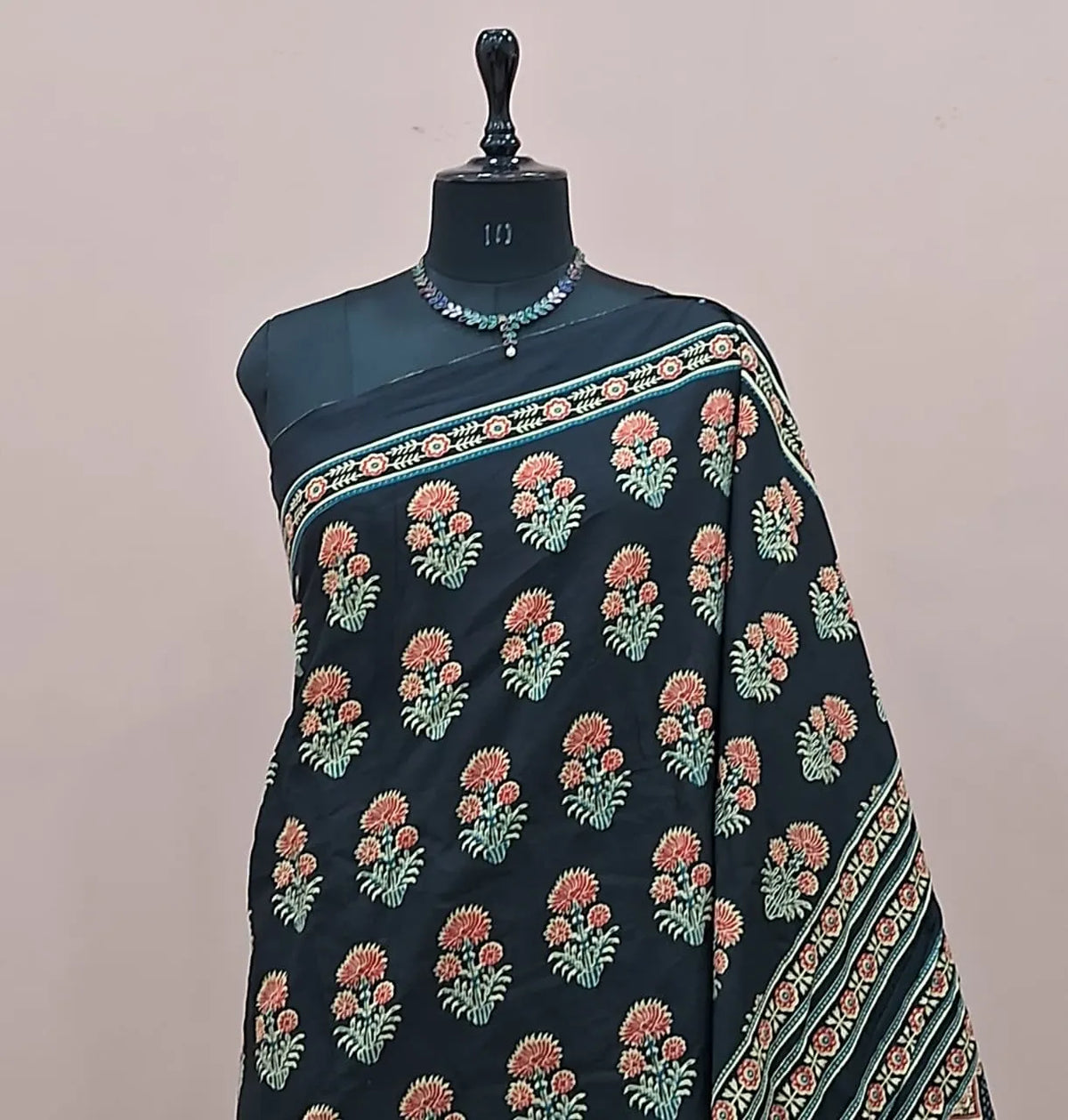 Black Mul Cotton Saree 1