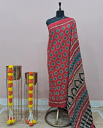 Dark Red Mulmul Cotton Saree 