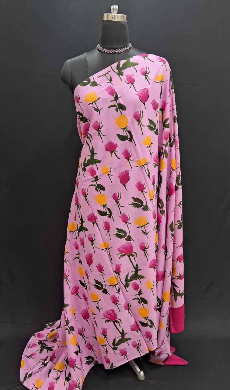 Pink Colour Mul Mul Cotton saree