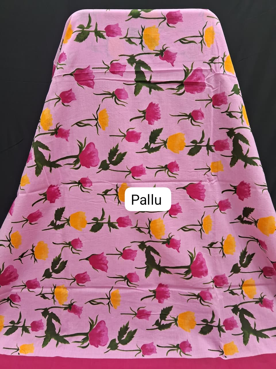 Pink Colour Mul Mul Cotton saree pallu