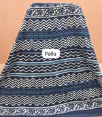 Indigo Blue Mulmul Cotton Saree pallu