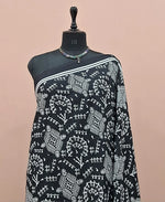Dark Black Mulmul Cotton Saree 1