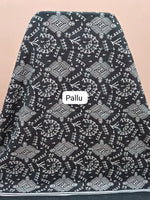 Dark Black Mulmul Cotton Saree pallu