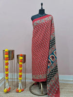 Fire Red Mulmul Cotton Saree 