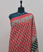 Fire Red Mulmul Cotton Saree 1