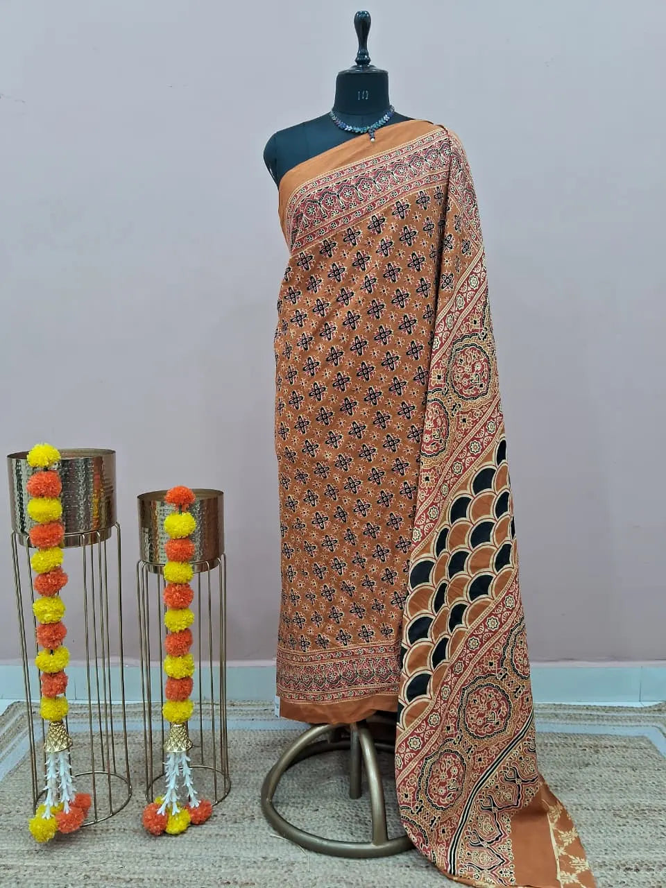 Dark Mustard Yellow Mul Cotton Saree 
