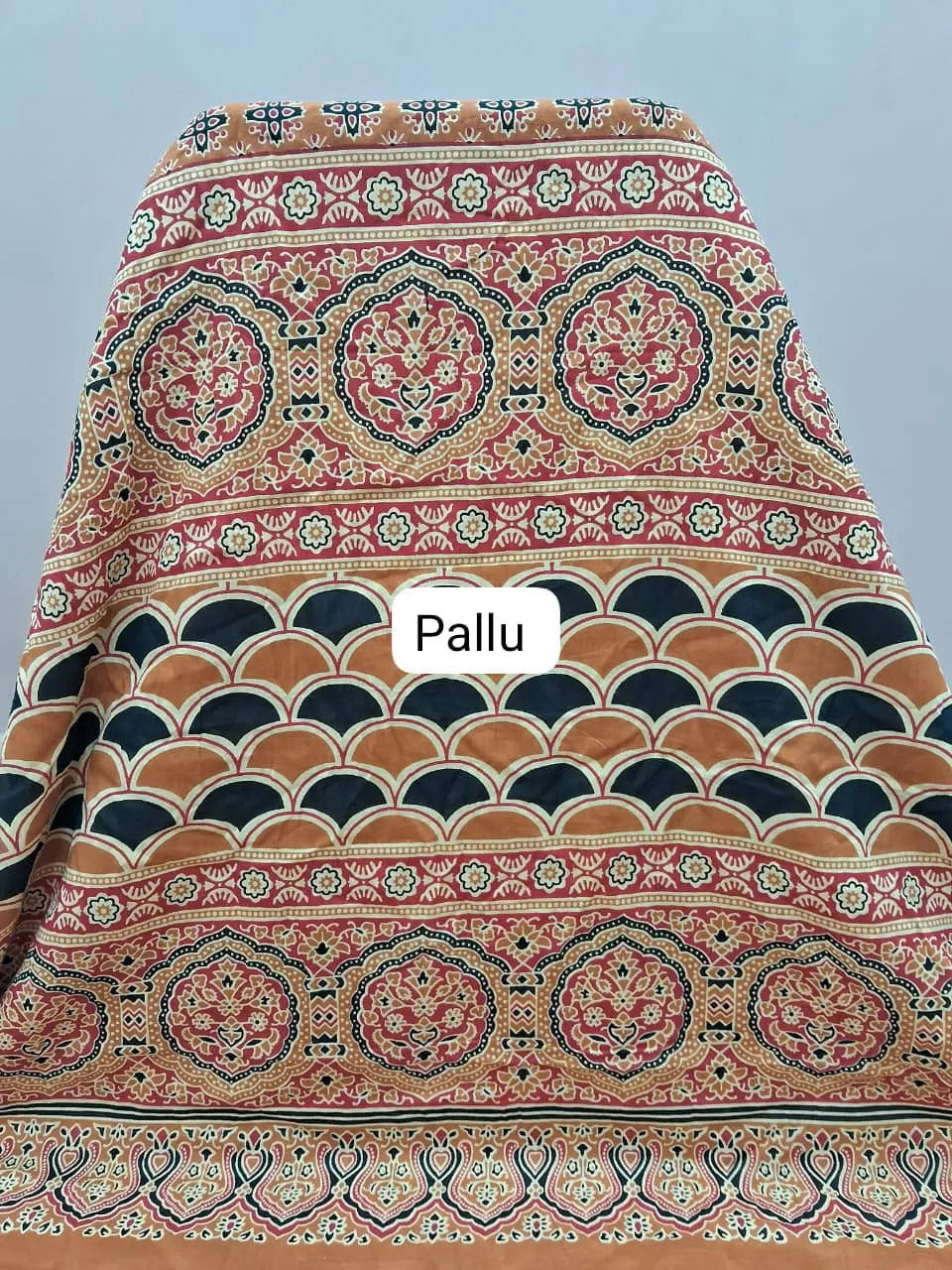 Dark Mustard Yellow Mul Cotton Saree pallu