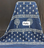 Indigo Blue mulmul cotton saree Pallu