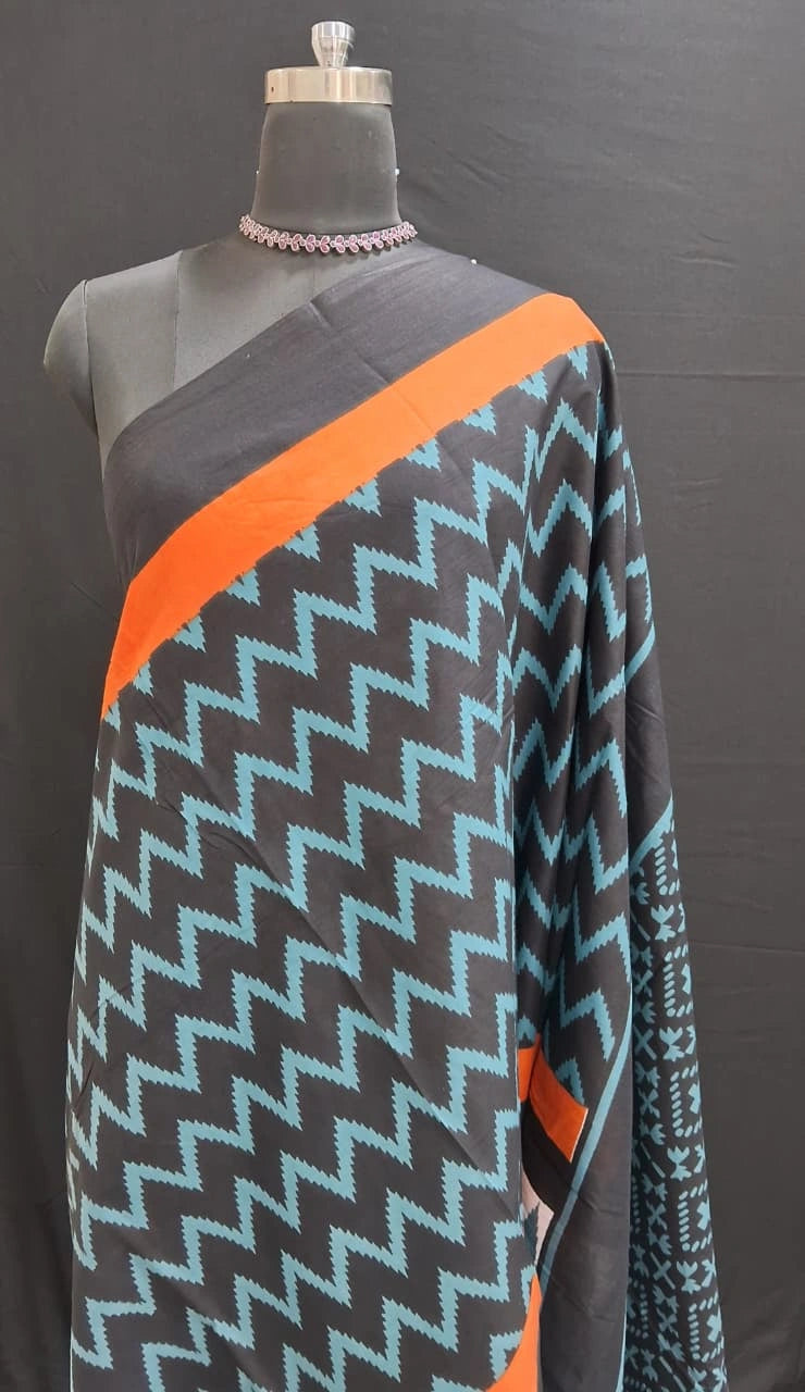 Black mulmul cotton saree 1