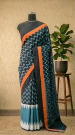 Black mulmul cotton saree