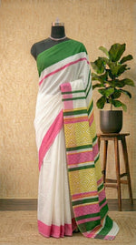 Pure white plain mulmul cotton sarees