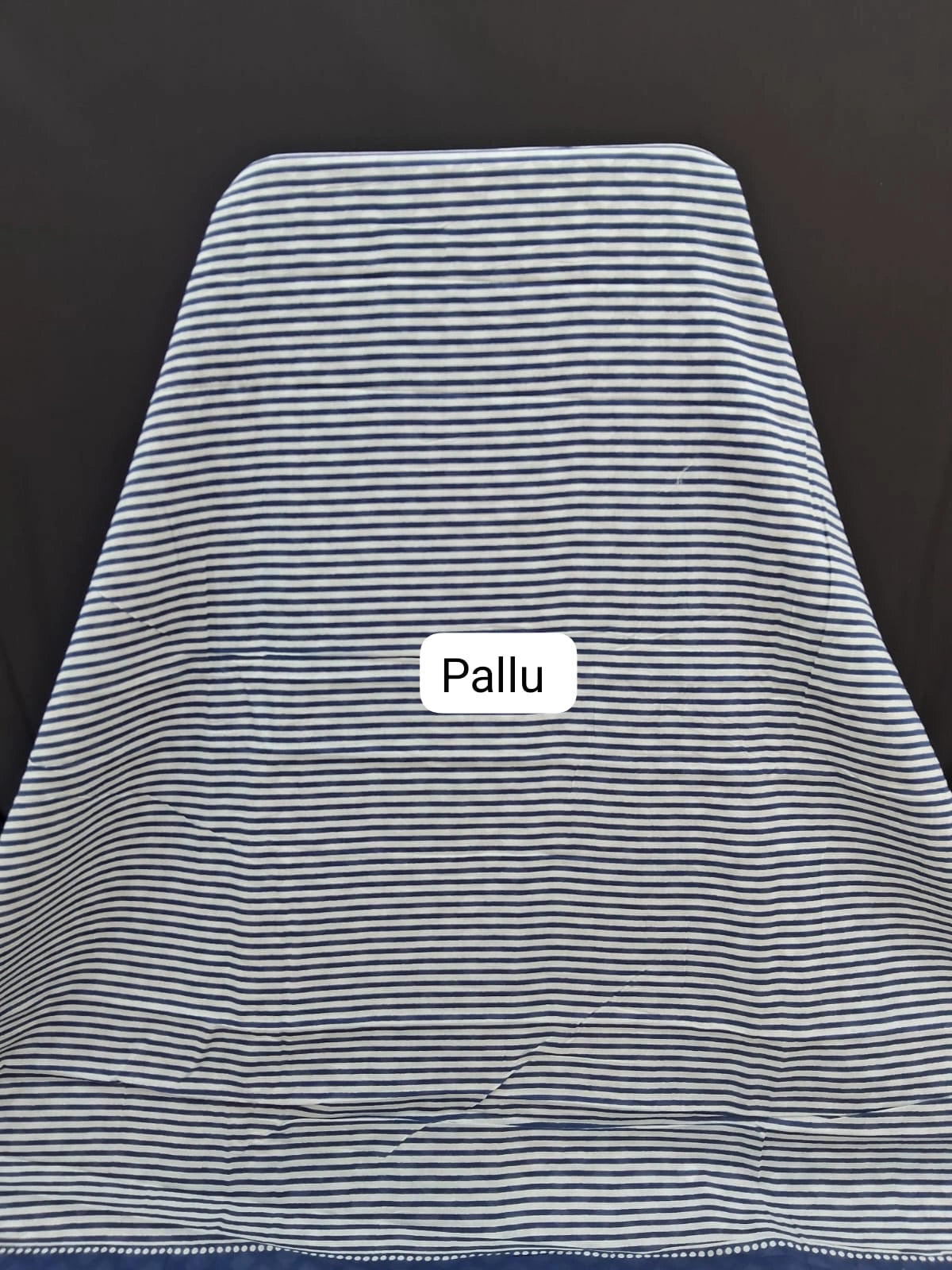 Blue Mulmul cotton saree Pallu