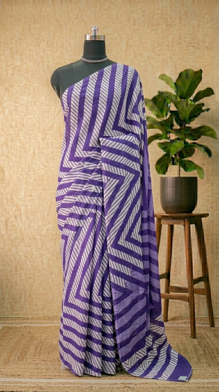 Purple Mulmul cotton sarees