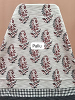 Black and White Mulmul Cotton Saree Pallu
