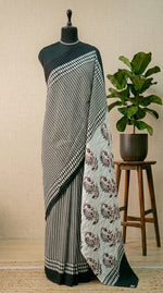 Black and White Mulmul Cotton Saree