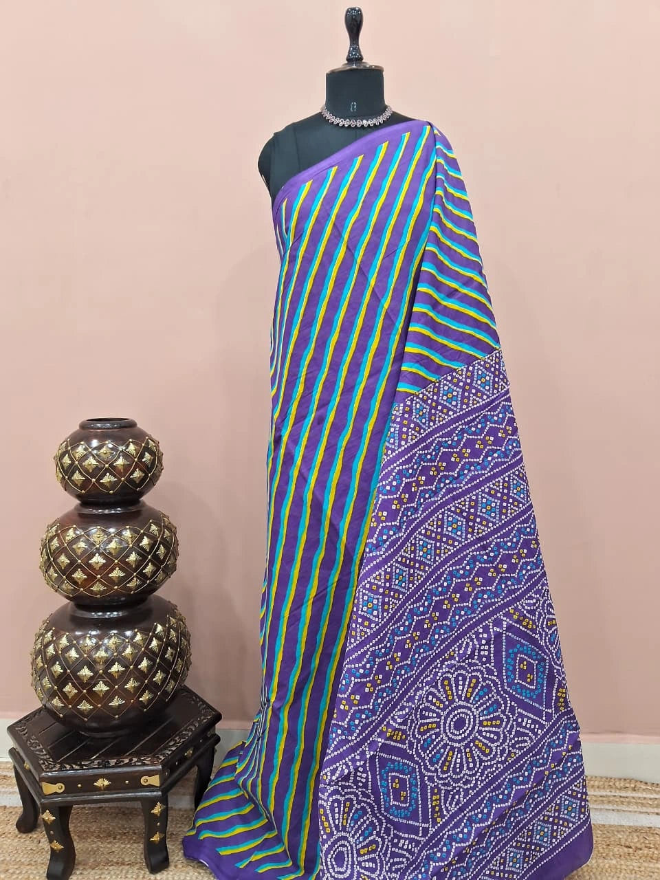 Purple Mulmul Cotton Saree 