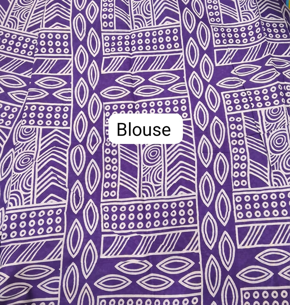 Purple Mulmul Cotton Saree blouse