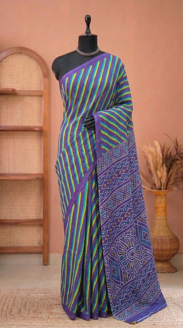 Purple Mulmul Cotton Saree 