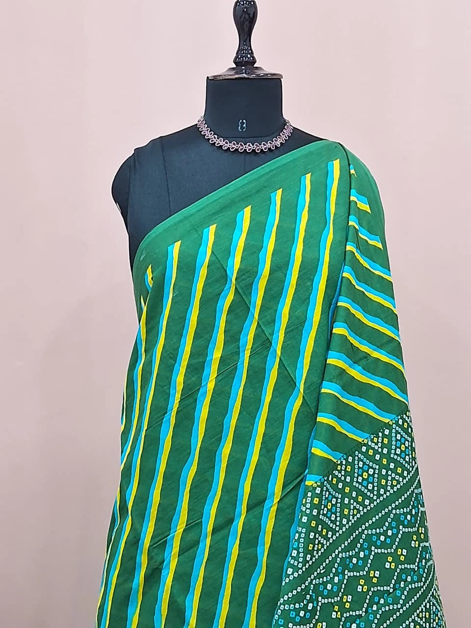 Green Mulmul Cotton Saree 1