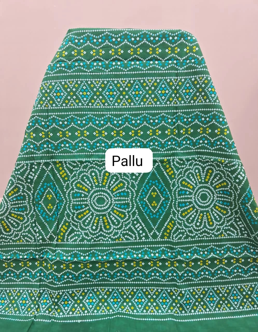 Green Mulmul Cotton Saree Pallu