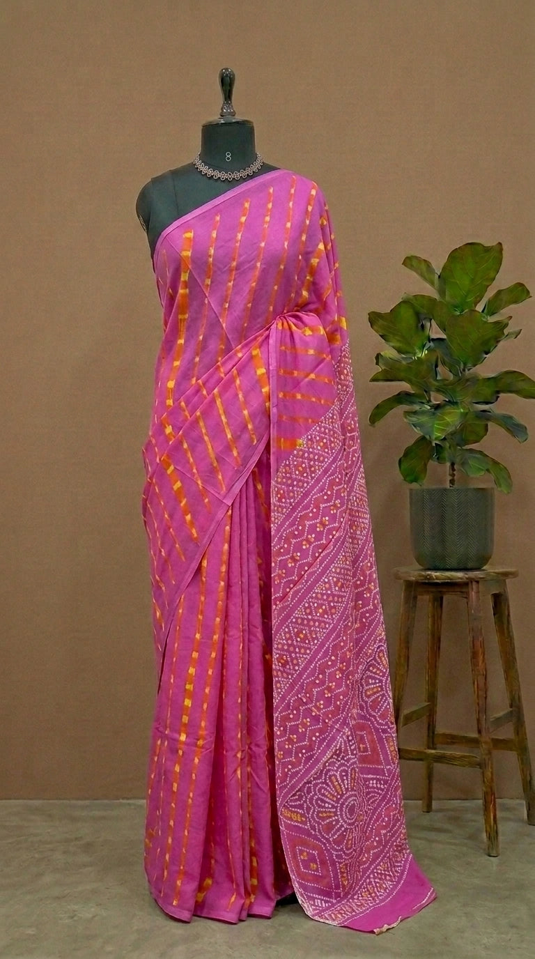 Baby Pink Mulmul Cotton Saree
