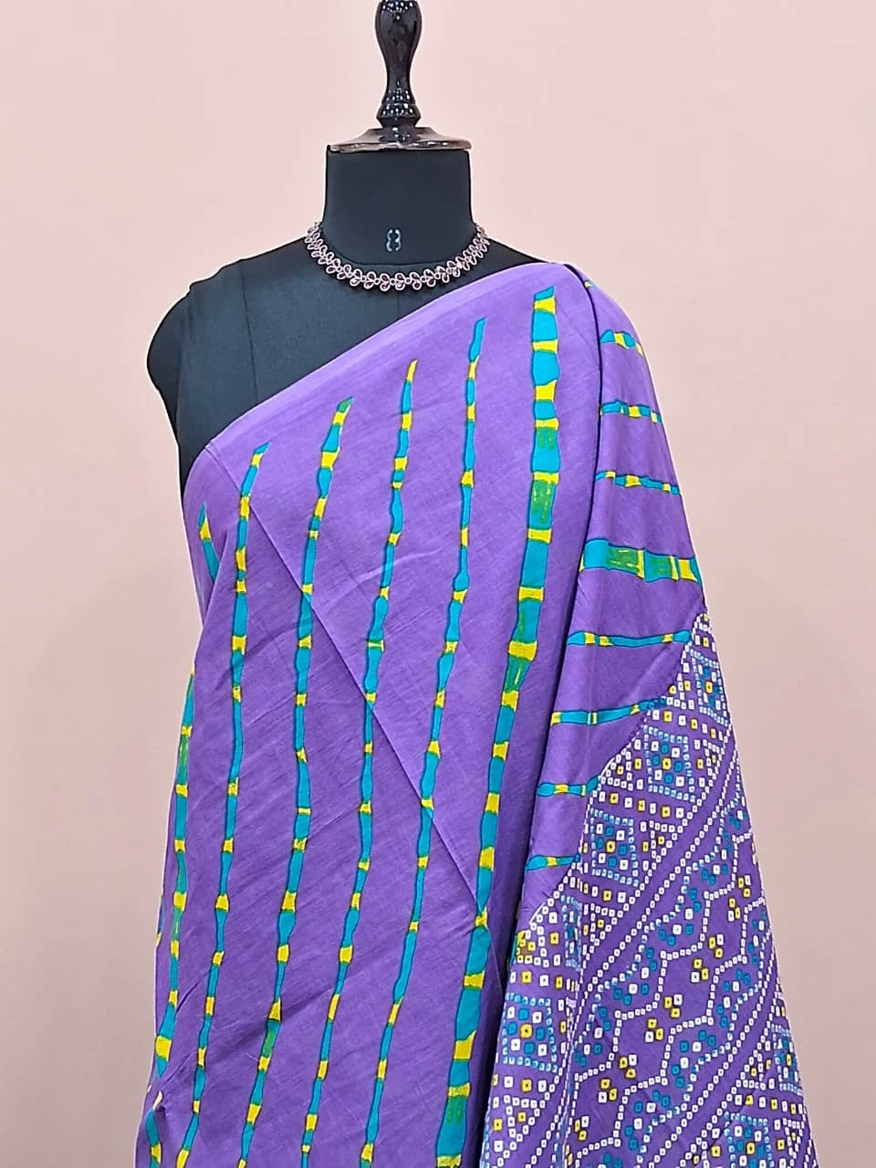 Lavender Pure Mulmul Cotton Saree 1