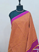 Orange and Rani Pink Mulmul Cotton Saree 1
