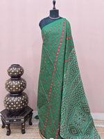 Forest Green Mulmul Cotton Saree 