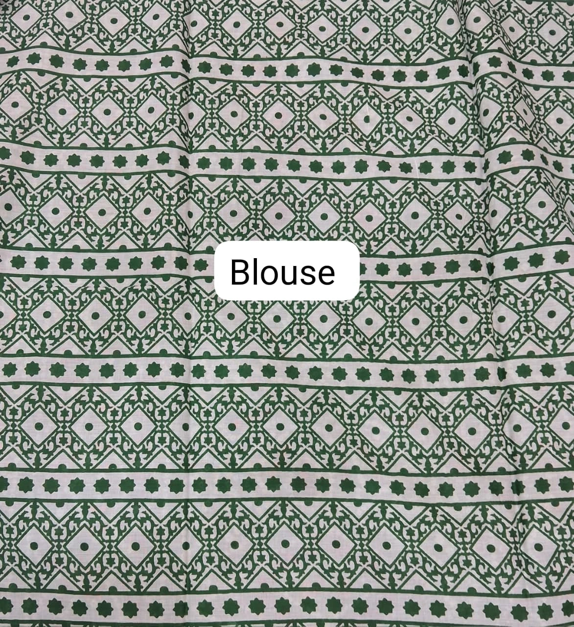 Forest Green Mulmul Cotton Saree Blouse