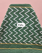 Yellow and green Mulmul Cotton Saree Pallu