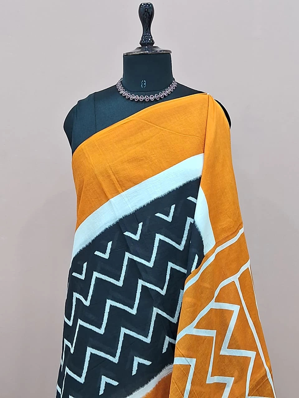 Mustard Orange Mulmul Cotton Saree 1