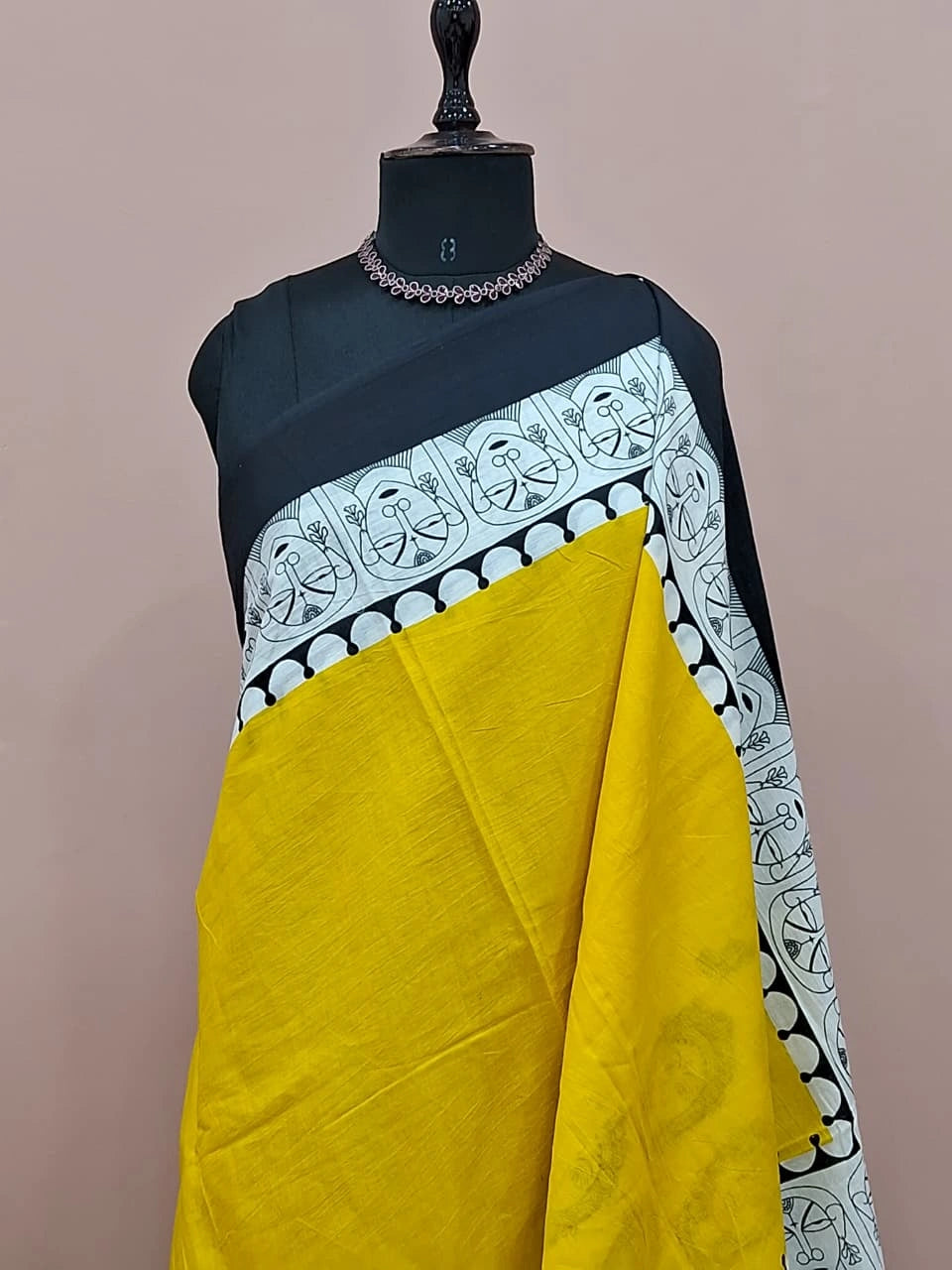 Mango Yellow plain Mulmul Cotton Saree  1