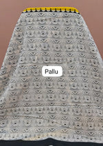 Mango Yellow plain Mulmul Cotton Saree pallu