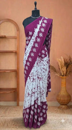 White Mulmul Cotton Saree
