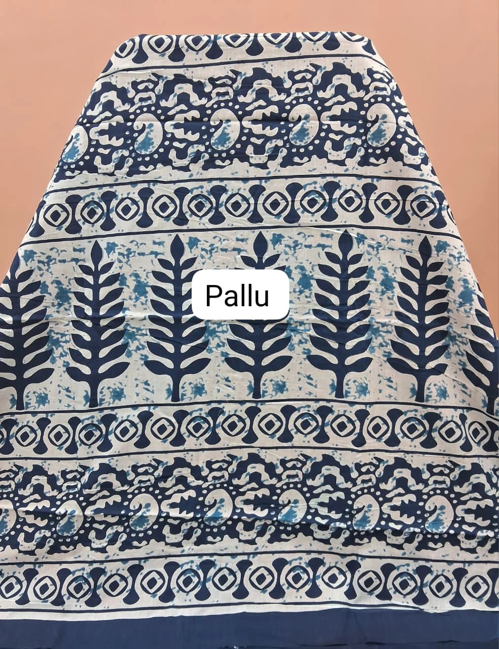 Navy Blue Pure Mulmul Cotton Saree Blouse